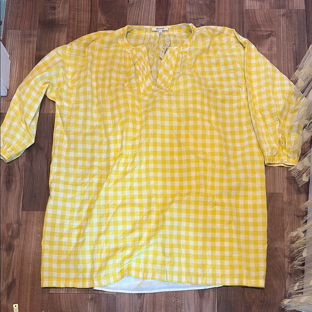 Madewell shirt Size M yellow plaid, lined NWT